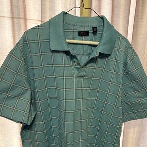 Arrow Men's Teal Checkered Polo Shirt